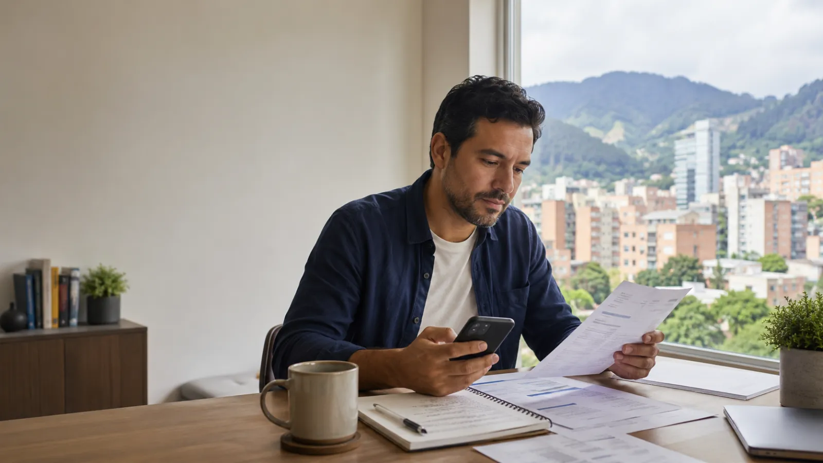 Persona revisando sus cuentas y deudas en casa